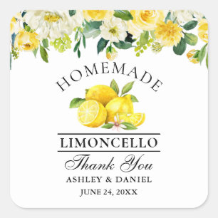 Adesivo Quadrado Aquarela Floral Limões Limoncello Casamento Pequen