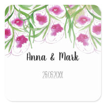 Aquarela Floral Rosa Pintada à Mão