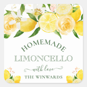 Adesivo Quadrado Aquarela Flores Limões Limoncello Caseiro