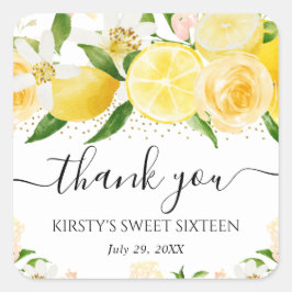Adesivo Quadrado Aquarela Limões e Flores Sweet Sixteen