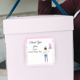 Adesivo Quadrado Aquarela Obrigado Compro de pastelaria