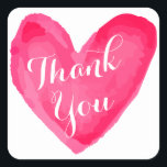 Adesivo Quadrado Aquarela Obrigado Pink & Red Heart Love<br><div class="desc">Diga obrigado de seu amor! Este adesivo de diversão apresenta um coração de aquarela desenhado manualmente em complemento de tons de rosa e vermelho realçando um obrigado que você saúda impresso em uma fonte branca de script. Coração Obrigado Os adesivos são divertidos por * selos de envelope * apreciação por...</div>