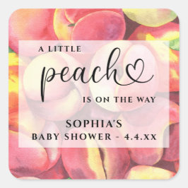 Adesivo Quadrado Aquarela Pequeno pêssego está no caminho do chá de