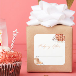 Adesivo Quadrado Aquarela Pumpkin Pie Ação de Graças