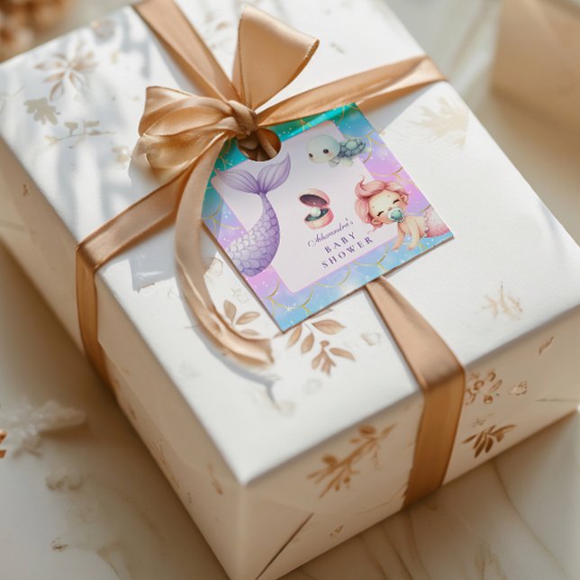 Adesivo Quadrado Aquarela Sob O Chá de fraldas De Pequenas Pérolas  (Criador carregado)