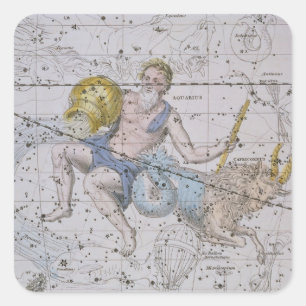 Adesivo Quadrado Aquário e Capricórnio, "de um atlas celestial",
