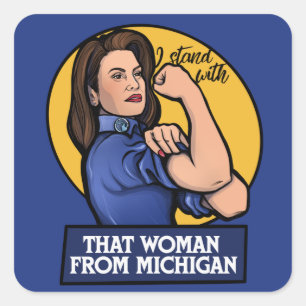 Adesivo Quadrado Aquela mulher de Michigan Gretchen Whitmer