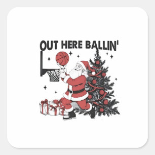 Adesivo Quadrado Aqui fora jogando Basquete Esporte Natal