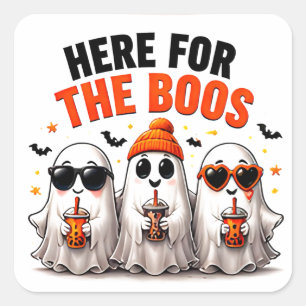 Adesivo Quadrado Aqui Para Os Vaias Amigos Fantasmas Divertidos Hal