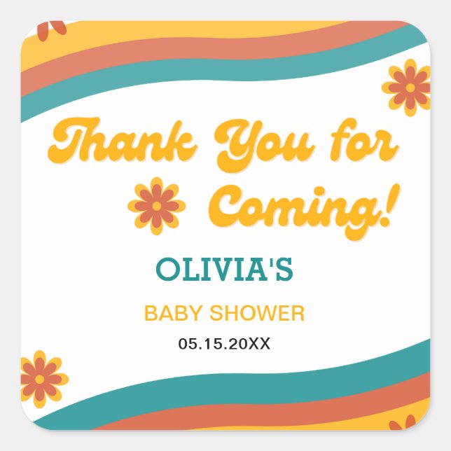 Adesivo Quadrado Aqui vem o Filho Obrigado Chá de fraldas (Frente)