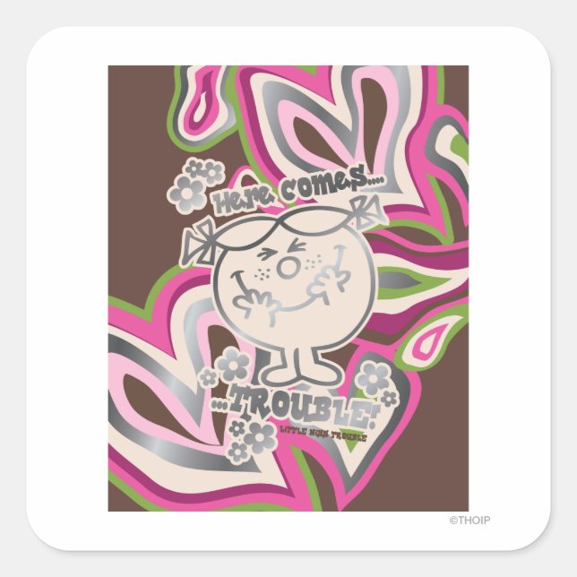 Adesivo Quadrado Aqui Vem Problema | Neon Background (Frente)