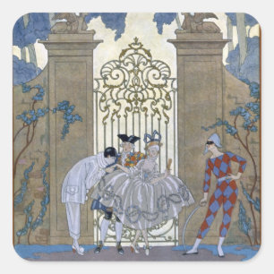 Adesivo Quadrado Aquilégia, ilustração para "Fetes Galantes" pel