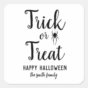 Adesivo Quadrado Aranha de Halloween de Truque ou Tratar