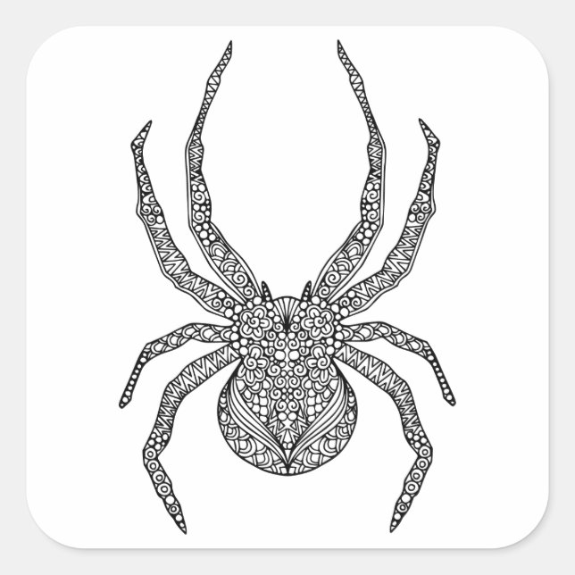 Adesivo Quadrado Aranha Doodle (Frente)