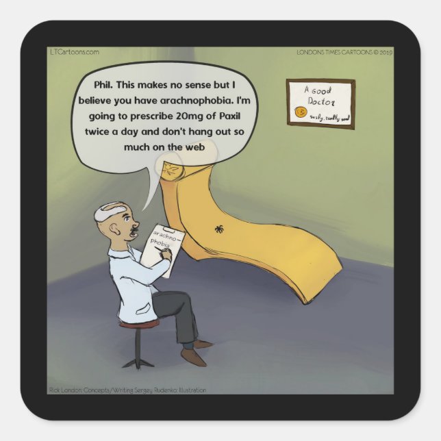 Adesivo Quadrado Aranha Em Terapia Para Aracnofobia (Frente)