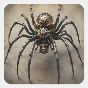 Adesivo Quadrado Aranha Steampunk