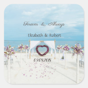 Adesivo Quadrado Arbusto Floral para Casamento na Praia