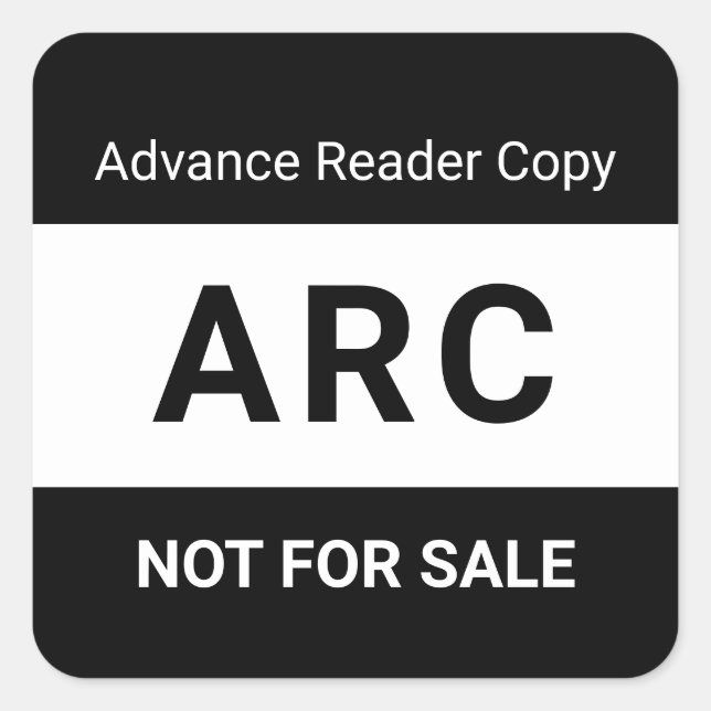 Adesivo Quadrado ARC Not for Sale Advance Reader Copy Book Author (Frente)