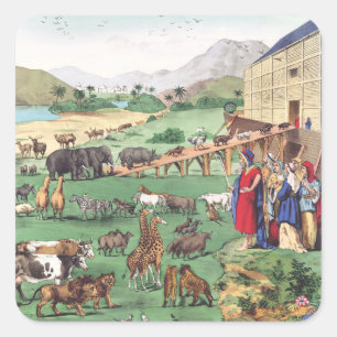 Adesivo Quadrado Arca de Noé com animais