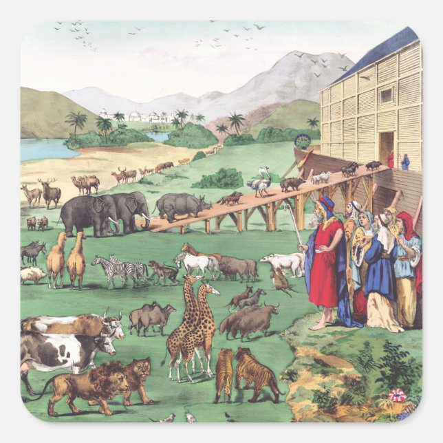 Adesivo Quadrado Arca de Noé com animais (Frente)