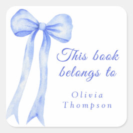 Adesivo Quadrado arco azul - Este livro pertence a