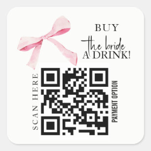 Adesivo Quadrado Arco Bachelorette Comprar bebida Brito Código QR