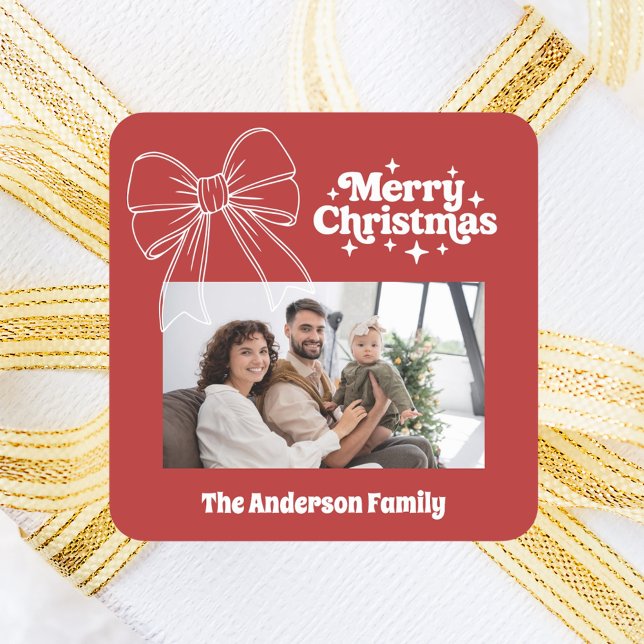 Adesivo Quadrado Arco branco feliz de Natal (Criador carregado)