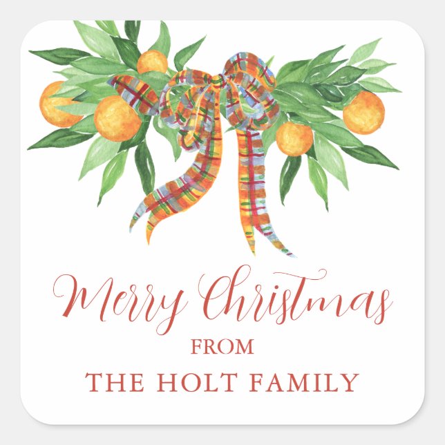Adesivo Quadrado Arco das Laranjas Aquáticas Xadrez Natal (Frente)