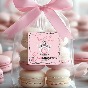 Adesivo Quadrado Arco de Boliche Desenhado à Mão Rosa Favor de Fest