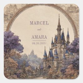 Adesivo Quadrado Arco de Castelo Blue Spire Vintage Casamento