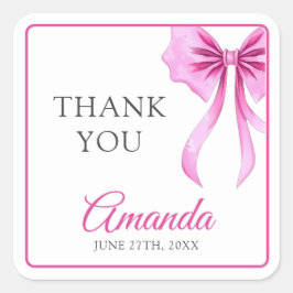 Adesivo Quadrado Arco de coquete rosa com aquarela Doce 16 Aniversá