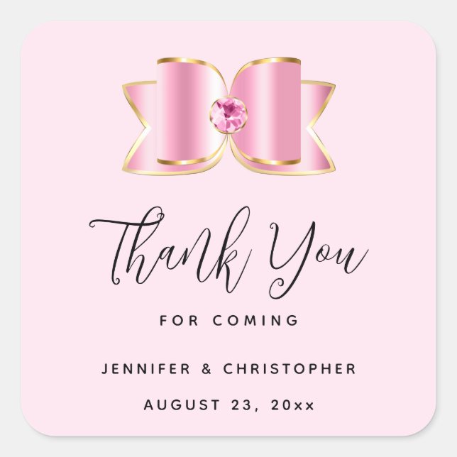 Adesivo Quadrado Arco de Glam Rosa com Casamento Gem Central Obriga (Frente)