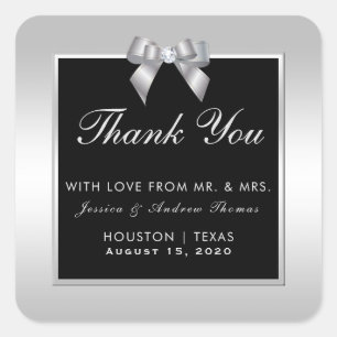 Adesivo Quadrado Arco de Na moda Silver Gem e Casamento Negro