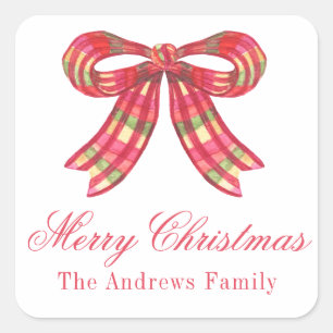 Adesivo Quadrado Arco de Xadrez de Natal com Aquarela