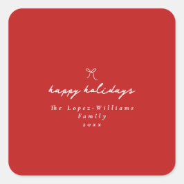 Adesivo Quadrado Arco Desenho Simples Mão Vermelho e Branco Natal