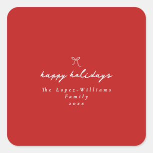 Adesivo Quadrado Arco Desenho Simples Mão Vermelho e Branco Natal