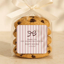 Adesivo Quadrado Arco e Chá de fraldas de faixas cor-de-rosa francê