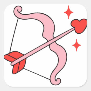 Adesivo Quadrado Arco e Flecha de Amor do Cupido – Ilustração Fofa