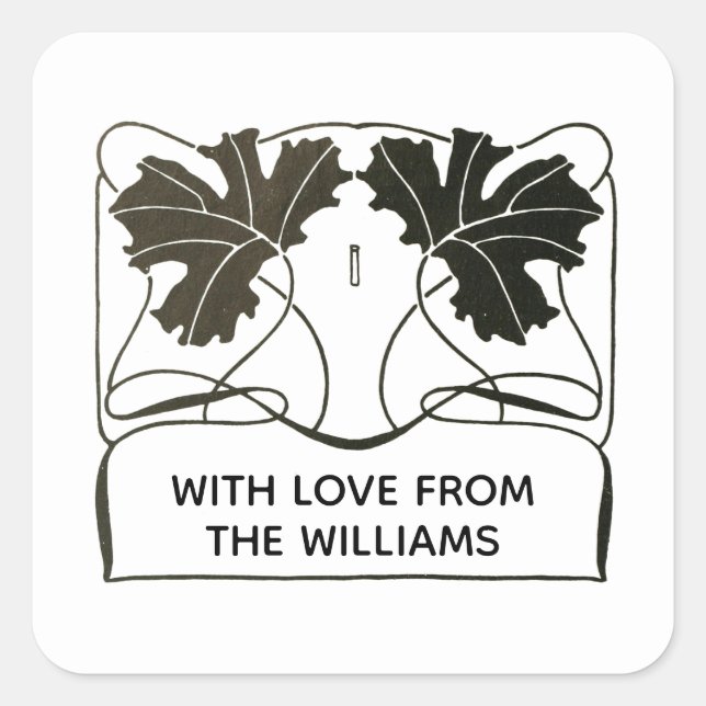 Adesivo Quadrado Arco Floral Mínimo Personalizado Simples (Frente)