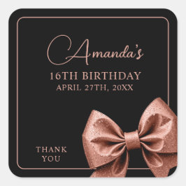 Adesivo Quadrado Arco Glitter Dourado Rosa Chic Doce 16 Aniversário