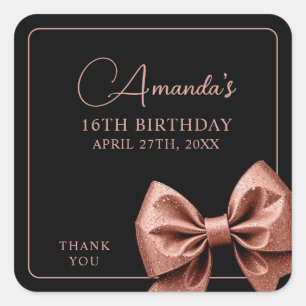Adesivo Quadrado Arco Glitter Dourado Rosa Chic Doce 16 Aniversário