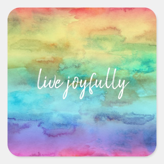 Adesivo Quadrado Arco-Íris Barato Planejador de Aquarela (Frente)