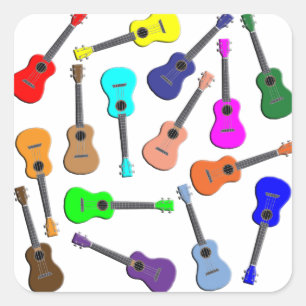 Adesivo Quadrado Arco-íris do Ukulele