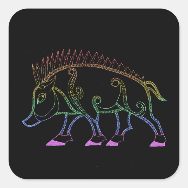 Adesivo Quadrado Arco-Íris Escuro (Frente)