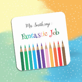 Adesivo Quadrado Arco-Íris - Lápis para Recompensa