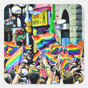 Adesivo Quadrado Arco-Íris LGBT e Palangres Americanos