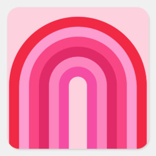 Adesivo Quadrado Arco-Íris Retroativo, Rosa E Vermelho