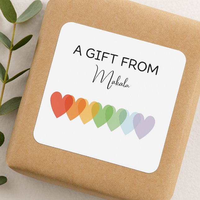 Adesivo Quadrado Arco-Íris Simples Moderno Um Presente Para (Criador carregado)