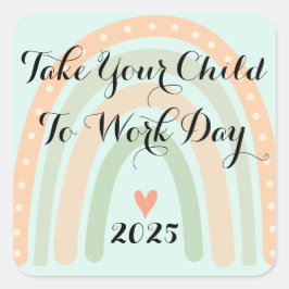 Adesivo Quadrado Arco-íris Verde Rosa Personalizado Leva Criança ao