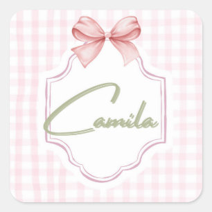 Adesivo Quadrado Arco Personalizado de Camila Baby Girl &Gingham